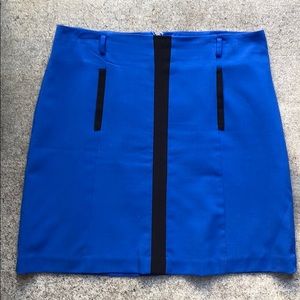Electric Blue & Black Skirt with Faux Pockets - 10